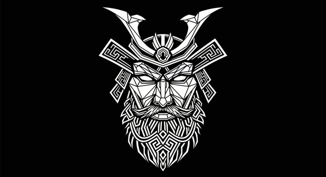 Geometric samurai warrior illustration