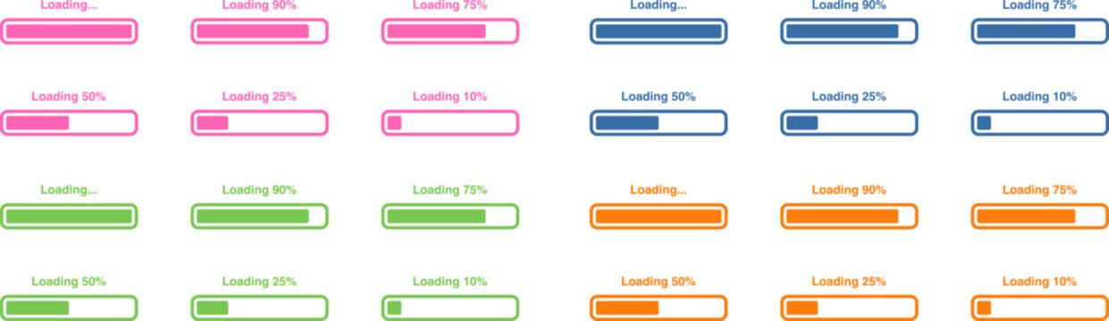 Progress Loading Bars Vector Set - Modern UI UX Status Indicators Pack EPS - 10