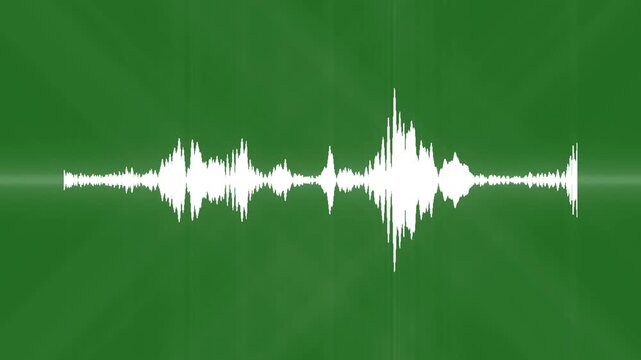 White sound frequency waveform animation, audio visualizer equalizer bars, modern podcast wave effect, transparent overlay asset, green background, ultra hd 4k loop