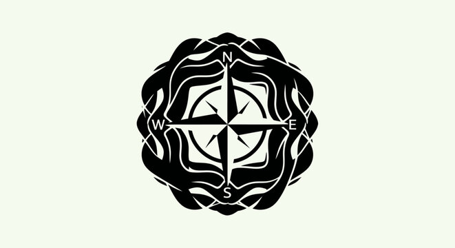 Compass rose design on light background