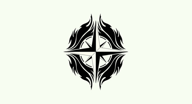 Compass rose design on white background