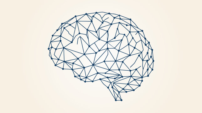 Abstract Polygon Brain Network Icon for Artificial Intelligence and Machine Learning