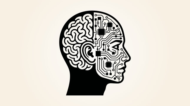 Artificial Intelligence Human Brain Circuit Icon for Machine Learning Technology Concepts