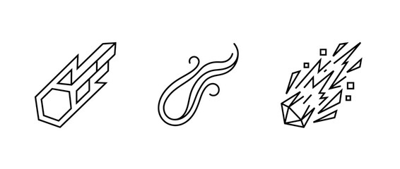 Obraz premium Abstract meteor icons in simple black and white style for graphic designs