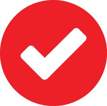 Red circle check mark icon flat design isolated on transparent background vector.