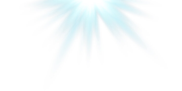Sunlight bright golden flash of light on transparent background with rays and glare and rainbow, Vector graphics.