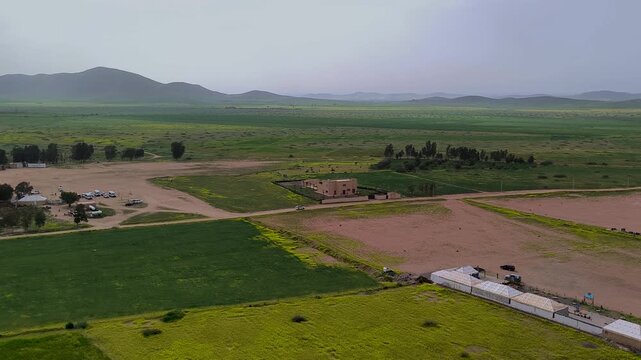 vue a&eacute;rienne du Maroc, Campagne marocaine pr&egrave;s de Marrakech)