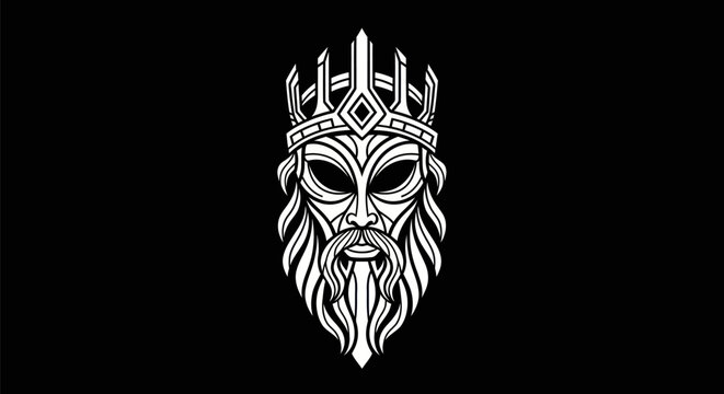 Stylized king face artwork on black