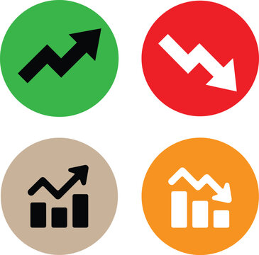 Growth and decline chart vector icons for business finance analysis illustration.