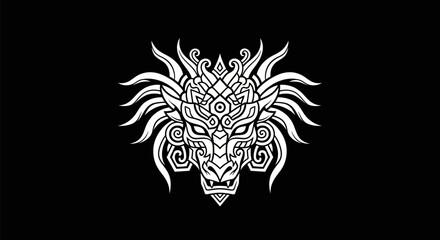 Fototapeta premium Intricate dragon head illustration on black