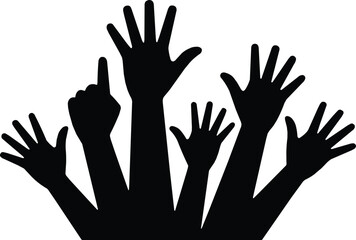 Obraz premium Raised Hands Celebration Silhouette Vector