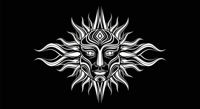 Stylized sun face vector illustration