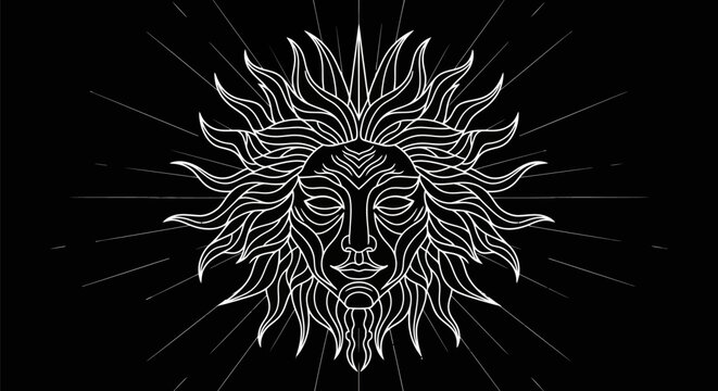 Stylized sun face vector illustration