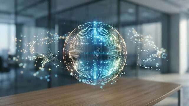 fund portfolio digital twin in medium shot baseline scenario displaying stable asset distribution with clear focus on key investments and blurred peripheral data.
