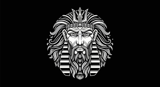 King portrait illustration in monochrome