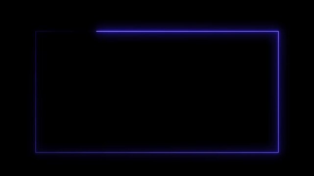 Fire neon light rectangle frame loop animated background. Burning neon lights frame box animation seamless loop, alpha channel, Fire line glowing rectangle border 4k video.