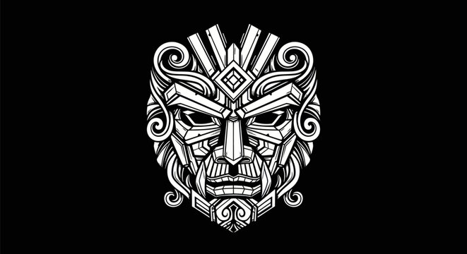 Intricate geometric mask illustration