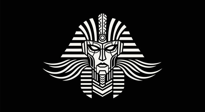 Geometric pharaoh illustration on black
