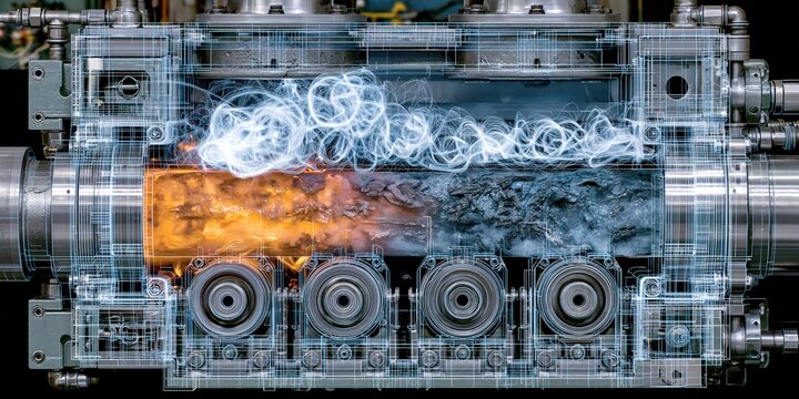 Engine Core with Intense Flames and Cooling Vents