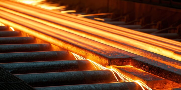 Hot Steel Bars in Industrial Setting