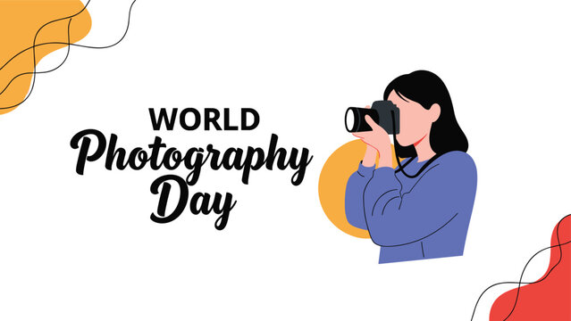 Professional woman photographer holding a DSLR camera to capture a shot for World Photography Day celebration event.