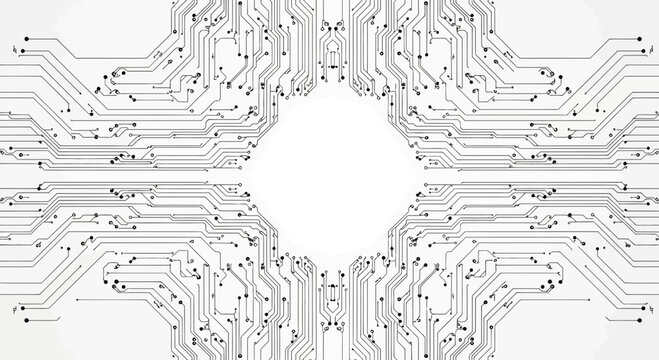 Circuit board design with gray lines and shapes