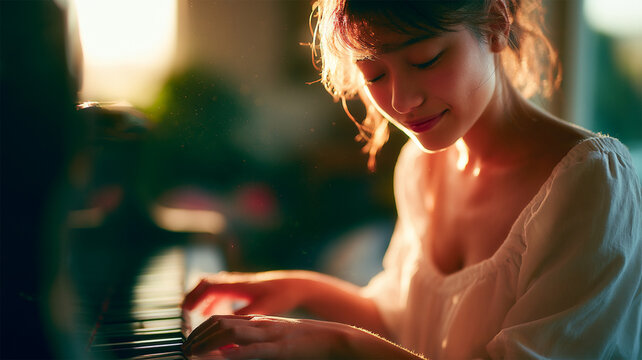 Close-Up of Hands Playing Piano Keys, Capturing Finger Movement and Musical Expression in Detail, Studio Shot With Sharp Focus on Keyboard and Natural Lighting for Music and Performance Concept
