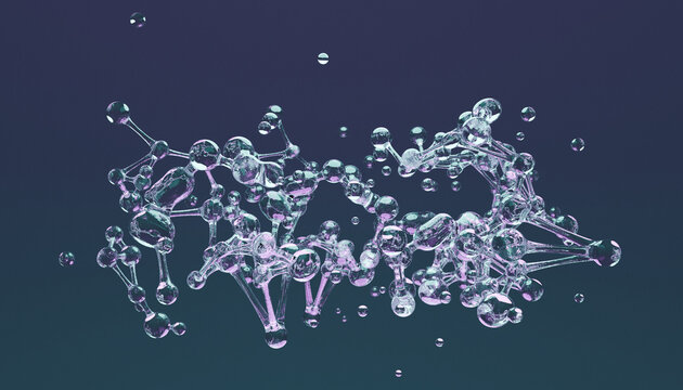 Molecule abstract glass science purple bubble liquid 3d render molecule abstract glass science purple bubble liquid structure