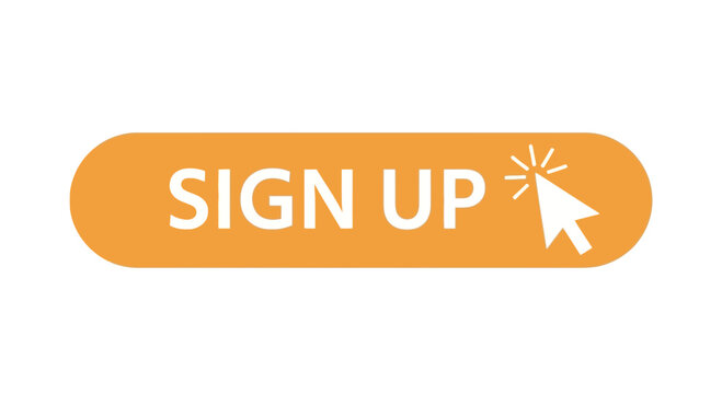 Orange sign up button with white text and mouse cursor