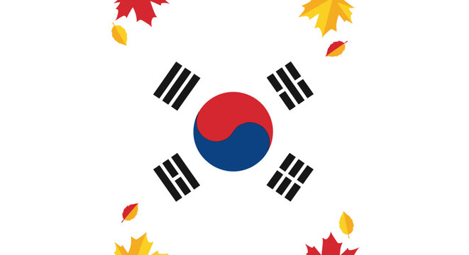 South Korean national flag with central red and blue taegeuk symbol and four black trigrams.