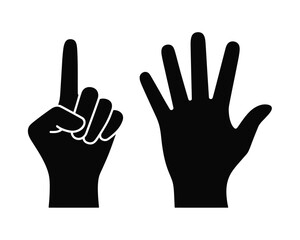 Obraz premium Hand gestures peace and victory icons
