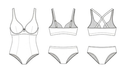 Illustration shows various women's undergarments and lingerie sets on display © Stock Image Paradise