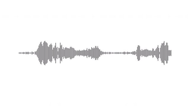 Ultra clean audio waveform loop, black neon sound spectrum, white background music visualizer, cinematic voice frequency motion, podcast equalizer animation, 4k loop