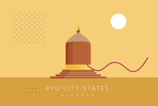 Pyu city-states - Bawbawgyi Pagoda Sri Ksetra- Myanmar - Stock Illustration