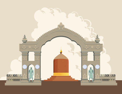 Beikthano Gate -  Pyu city-states - Myanmar - Stock Illustration