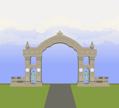 Beikthano Gate -  Pyu city-states - Myanmar - Stock Illustration
