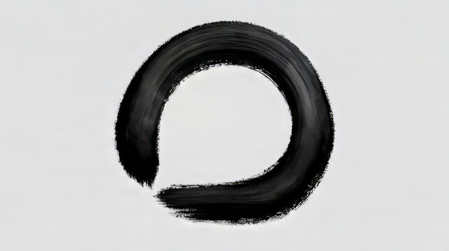 Circular Black Ink Zen Brush Stroke 313