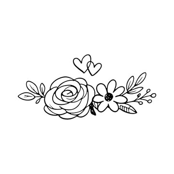 PNG Floral line art illustration