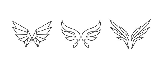 Obraz premium Wing illustrations set with varied designs suitable for logos and graphics