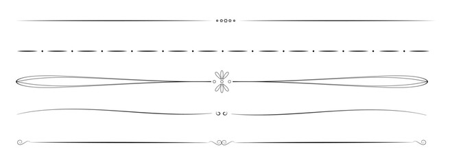 Design elements set: vintage dividing lines for text, website, black, PNG available, vector. © Irina