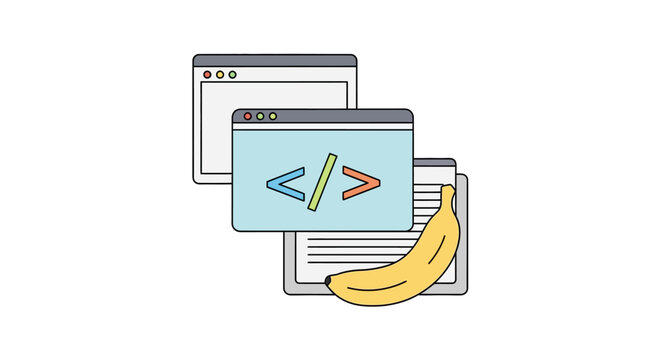 Illustration of coding and banana.