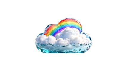 Fototapeta premium Colorful Rainbow Over Fluffy White Cloud on Crystal Base — Hope, Weather and Fantasy Concept