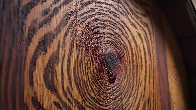 Closeup of a weathered wood grain pattern with a knot.