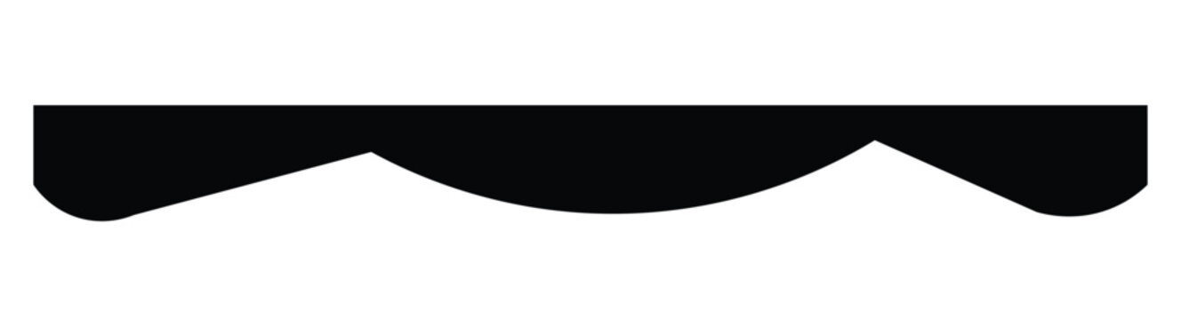 Minimalist black wave silhouette, abstract curved border vector, simple wavy line shape