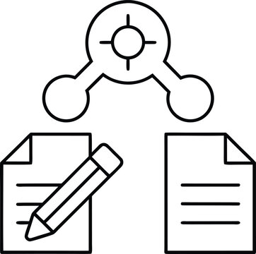 causal inference line art vector illustration on transparent background