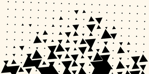 Triangle Shapes Vector Abstract Geometric Technology Background. Radial Composition Halftone Frame Triangular Retro Simple Pattern. Minimal Style Dynamic Tech Wallpaper © Rania