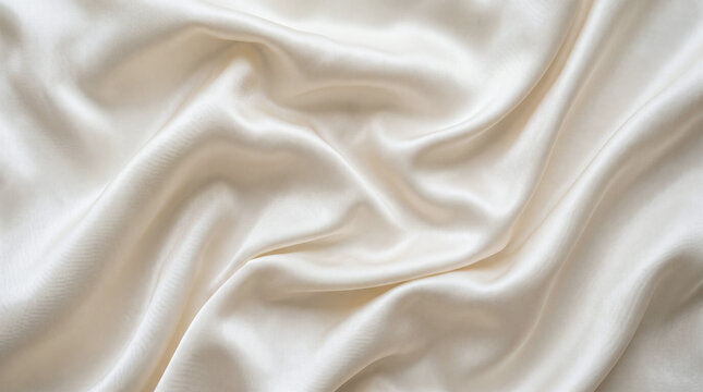 Luxurious white silk satin fabric with elegant flowing folds