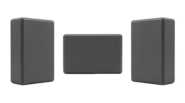 Set of 3 multi-angle variations of yoga block eva foam brick physical fitness training exercise accessory, transparent background, PNG