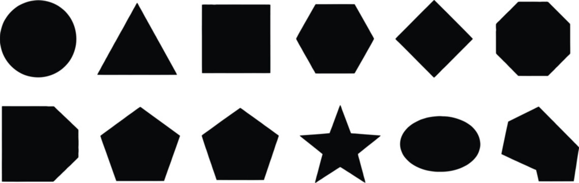 Geometric Shapes Icon Set: Basic Math Polygon Abstract Vector Silhouette