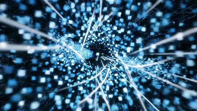 Abstract Digital Tunnel of Light and Data Streams.
